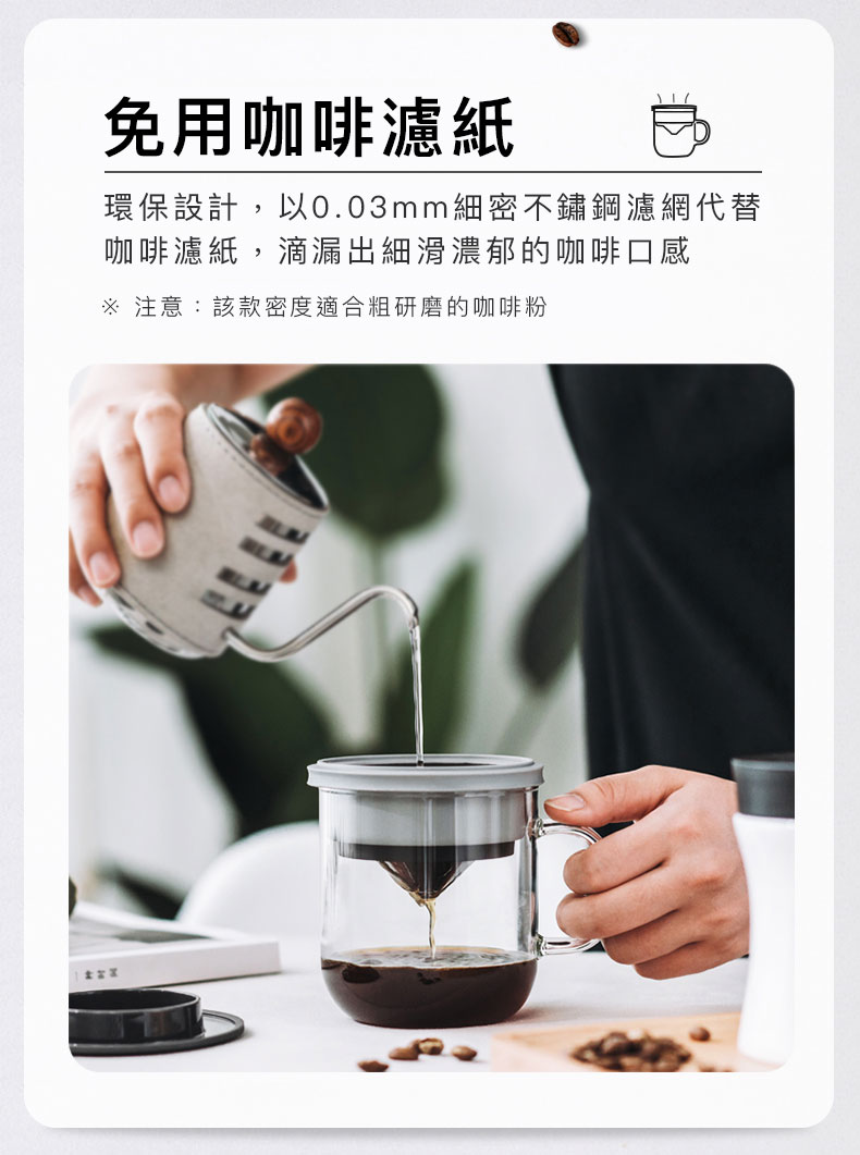 PO:Selected 免濾紙研磨過濾咖啡杯 350ml 免用咖啡濾紙