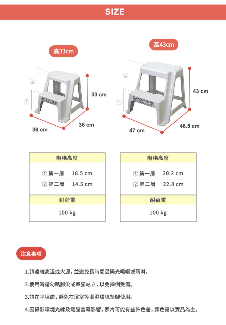 日本 JEJ ASTAGE 防滑二階登高階梯椅 規格