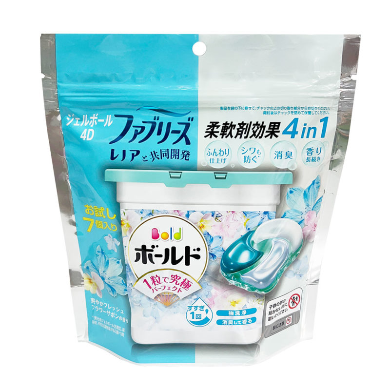 日本 P&G BOLD 4D 碳酸機能洗衣膠囊 7入 (白金花香)